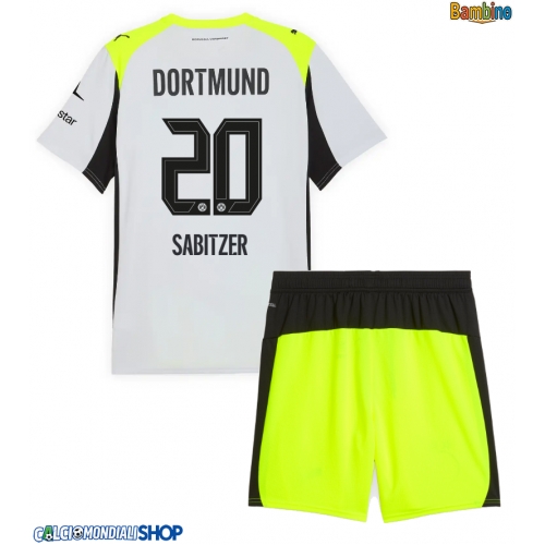 Maglie da calcio Borussia Dortmund Marcel Sabitzer #20 Seconda Maglia Bambino 2025-26 Manica Corta + Pantaloni corti)